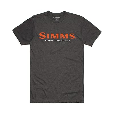 Simms Logo T-Shirt - Men's Short Sleeve Crewneck Tee, Charcoal Heather XL