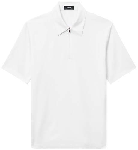 Polo Quarterzip Ryder Theory para Hombre en Jersey Relay, Blanco, Talla Grande Extra