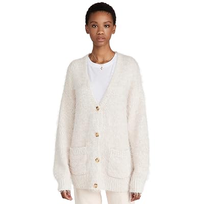 Free People Cardigan Nevermind para Mujer, Creme Brulee, Blanco Hueso, L