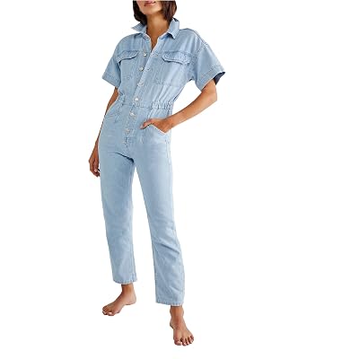 Free People Jumpsuit Marci para Mujer - Cuello Clásico Abierto con Mangas Cortas