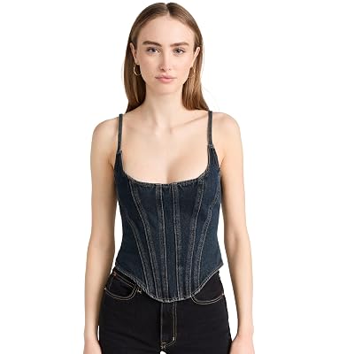 Lioness Top Corset Capri para Mujer, Denim Oscuro, XXL