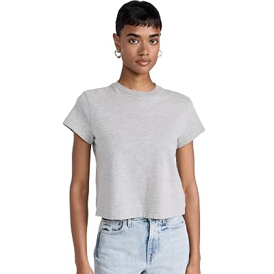 Camiseta RE/DONE Women's 1950S Boxy TEE, Gris Jaspeado, Small