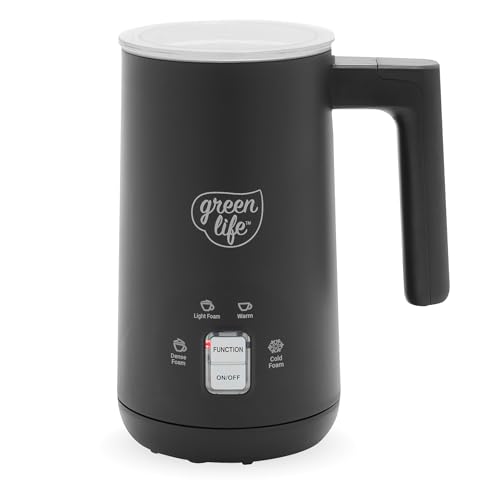 Espumador de Leche Eléctrico de Cerámica GreenLife, 10oz, 4 en 1, Espuma Caliente y Fría Automática, D