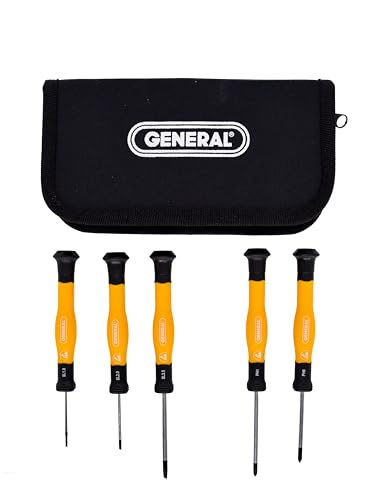 General Tools ESD5 5 Piece Precision Screwdriver Set with Insulated Handles for