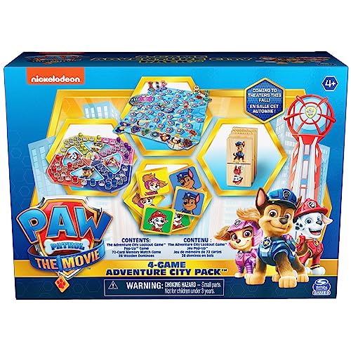 PAW Patrol: The Movie, Paquete Adventure City de 4 Juegos Memoria, Pop-Up, D de Madera