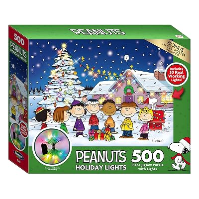 Rompecabezas Puzle 500 Piezas Peanuts Holiday Friends Gathering Light UP con Luz LED