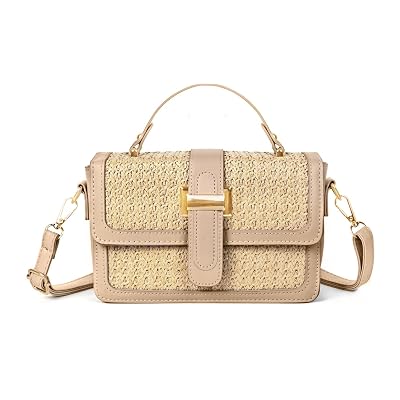 Bolsas Crossbody de Paja OWGSEE para Mujer Bolso Clutch de Paja Verano Bolsa de Playa Tejida