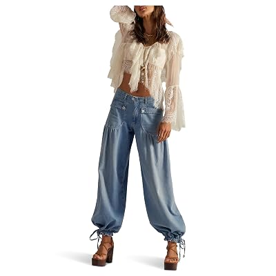 Free People, Mujer, We The Free Lotus Jeans, Bijou Blue, Talla: 28, Largo de entrepierna: 29
