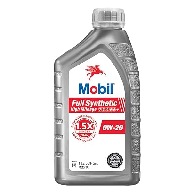 Aceite de Motor Mobil Sintético Completo Alto Millaje 0W-20, 1 Quart