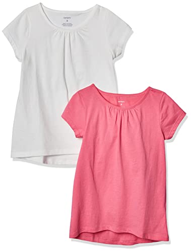 Camiseta Carter's para Niña Grande Pack x2, Blanco/Rosa, 5