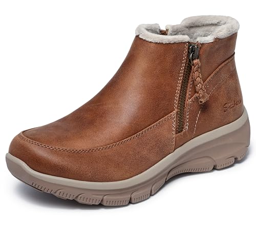 Botín Skechers Women's EASY GOING - INTO FALL con cierre, Chestnut, 5 M