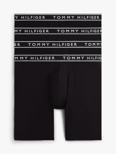 Tommy Hilfiger Calzoncillos tipo boxer de algodón elasticado para hombre, paquete de 4