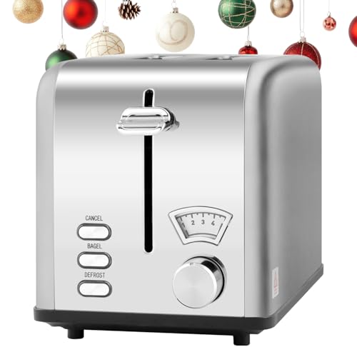 Tostador Simple Deluxe de Acero Inoxidable de 2 Rebanadas con Ranura Ancha de 1.5" y Bandeja Extraíble