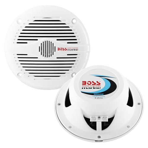 BOSS Audio Systems MR50W Parlantes Marinos para Bote 5.25 Pulgadas 300 Vatios 2 Vías Par