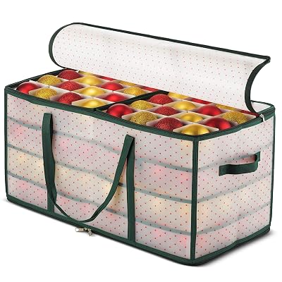 Caja de Almacenamiento ZOBER para Adornos Navideños de Plástico - Guarda 128 Adornos de 3" con Indi