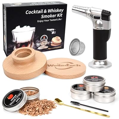 Kit para Ahumar Cócteles con Whisky, Bourbon Old Fashioned con 4 Humos Aromatizados