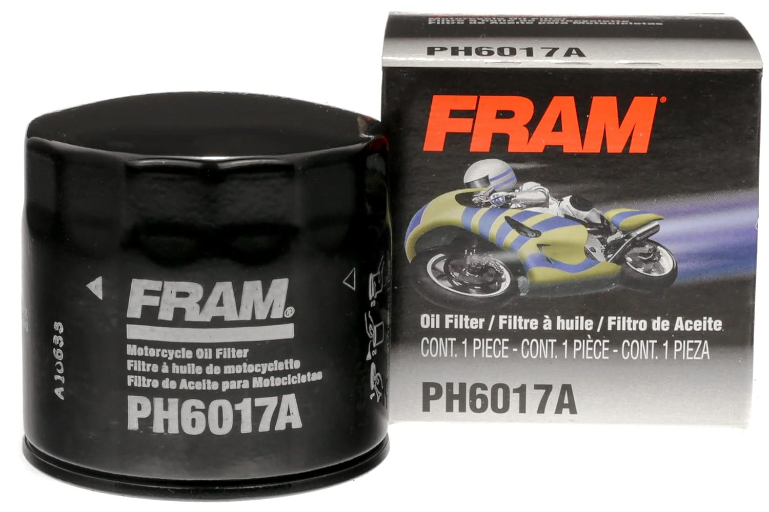 Filtro de Aceite Fram PH6017A de Flujo Completo Tipo Cartucho para Motocicletas