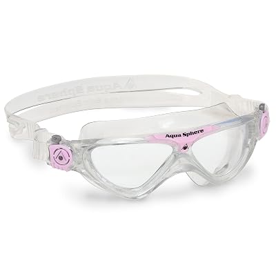 Máscara de Natación Aqua Sphere Vista Jr, Lente Transparente, Marco Glitter/Rosa