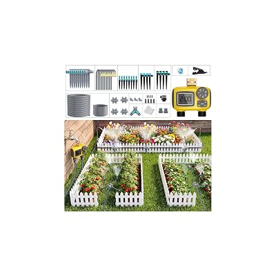 Kit de Sistema de Riego por Goteo TRJZWA 172FT con Temporizador de Agua de 2 Zonas para Jardín