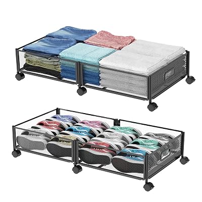 Almacenamiento Bajo Cama con Ruedas, 31.5in / 35L Almacenamiento Bajo Cama Grande Rodante, Unde