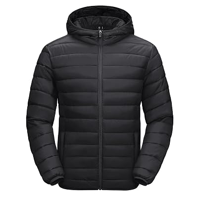Chaquetas empacables para hombre MAGCOMSEN con cierre completo, pluma de ganso, capucha e inflable ligero