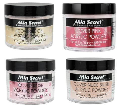 Juego de 4 Piezas Mia Secret Cover Acrylic Powder - 2 oz Beige/Nude/Pink/Rose