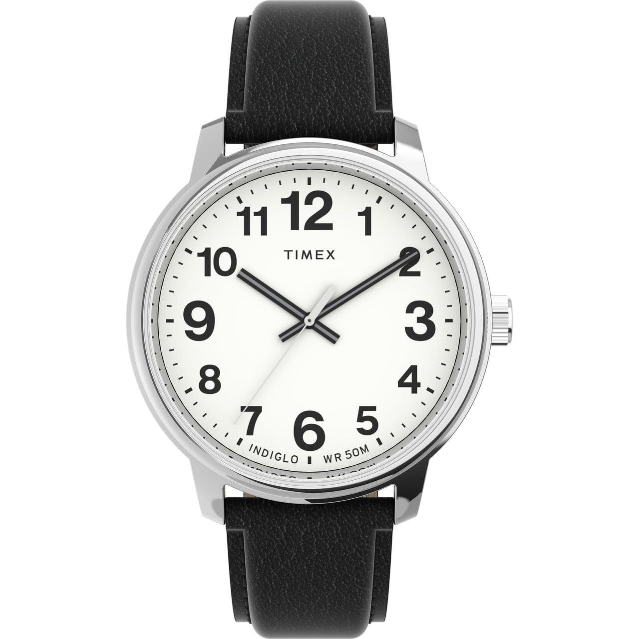 Reloj Timex Easy Reader Bold 43mm para hombre - Caja tono plateado, esfera blanca con negro