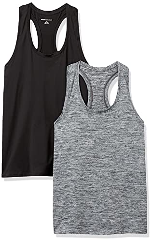 Amazon Essentials Camiseta deportiva de mujer Quick Dry Tech Stretch espalda nadadora cuello redondo Tan