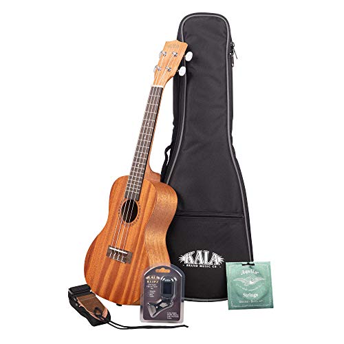 Paquete Kala Brand Music 15C Concierto Ukelele Caoba Satinada con Bolsa, Afinador, Correa