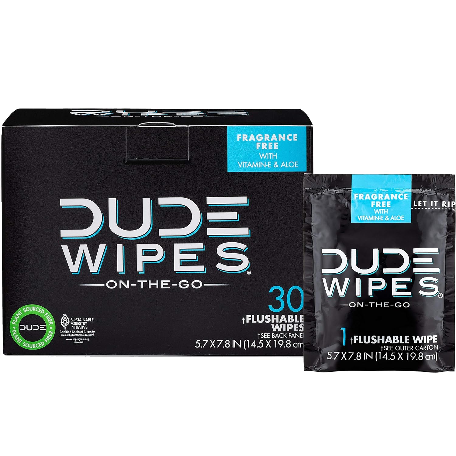 DUDE Wipes Toallitas Húmedas Flushables 30 Toallitas Empacadas Individualmente