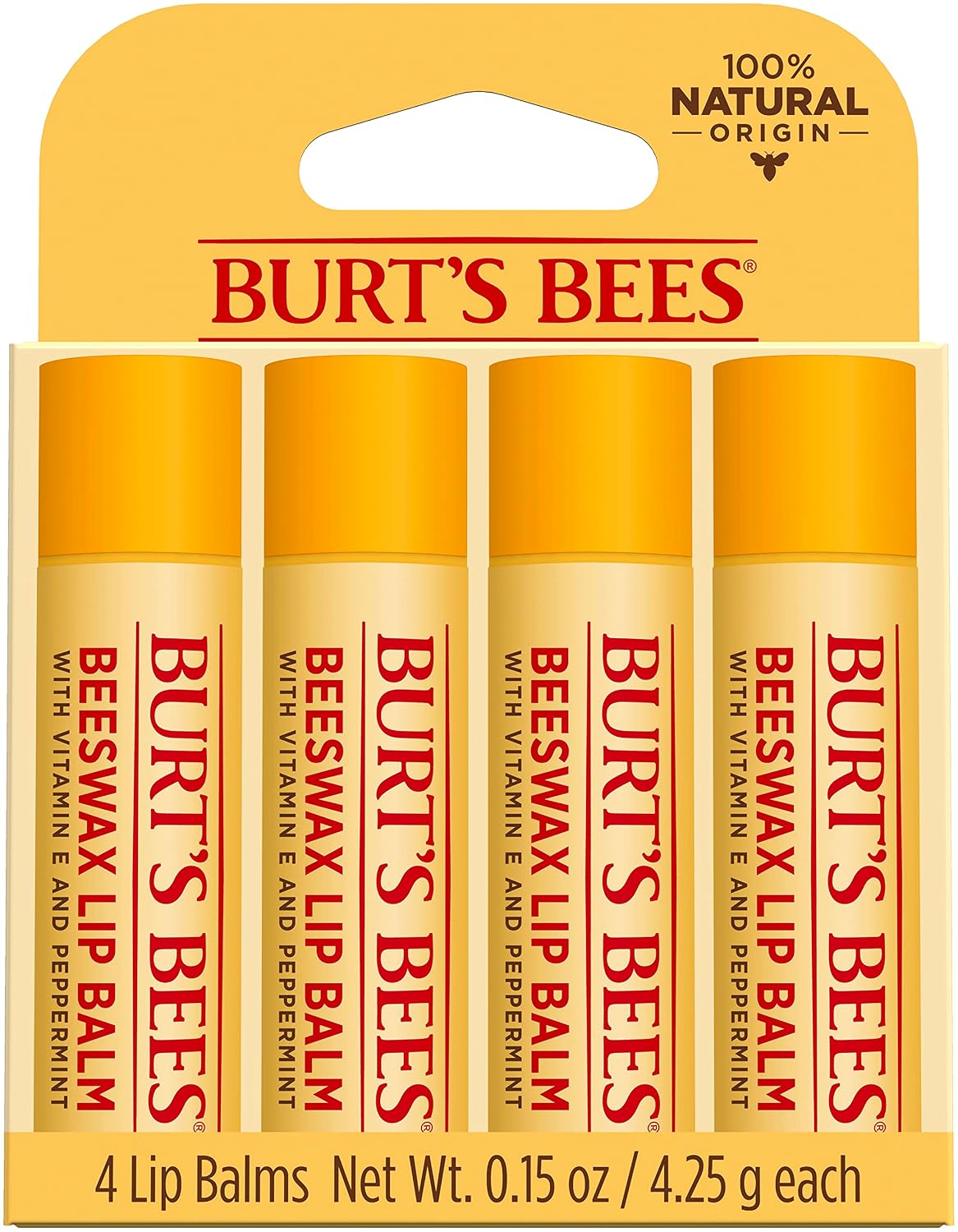 Beeswax Lip Balm Pack by Burts Bees for Unisex - 4 x 0.15 oz