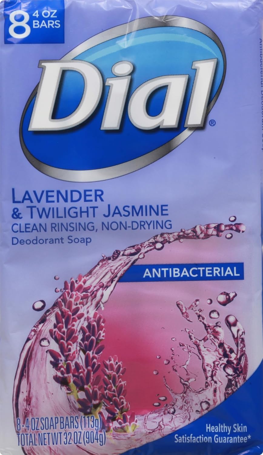 Jabón Antibacterial Dial Lavender & Twilight Jasmine, 8 Count