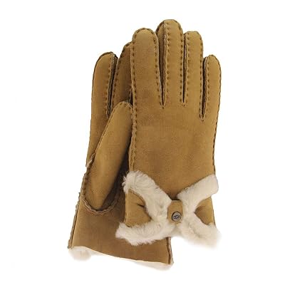 Guante UGG para Mujer de Piel de Oveja con Moño Vuelto