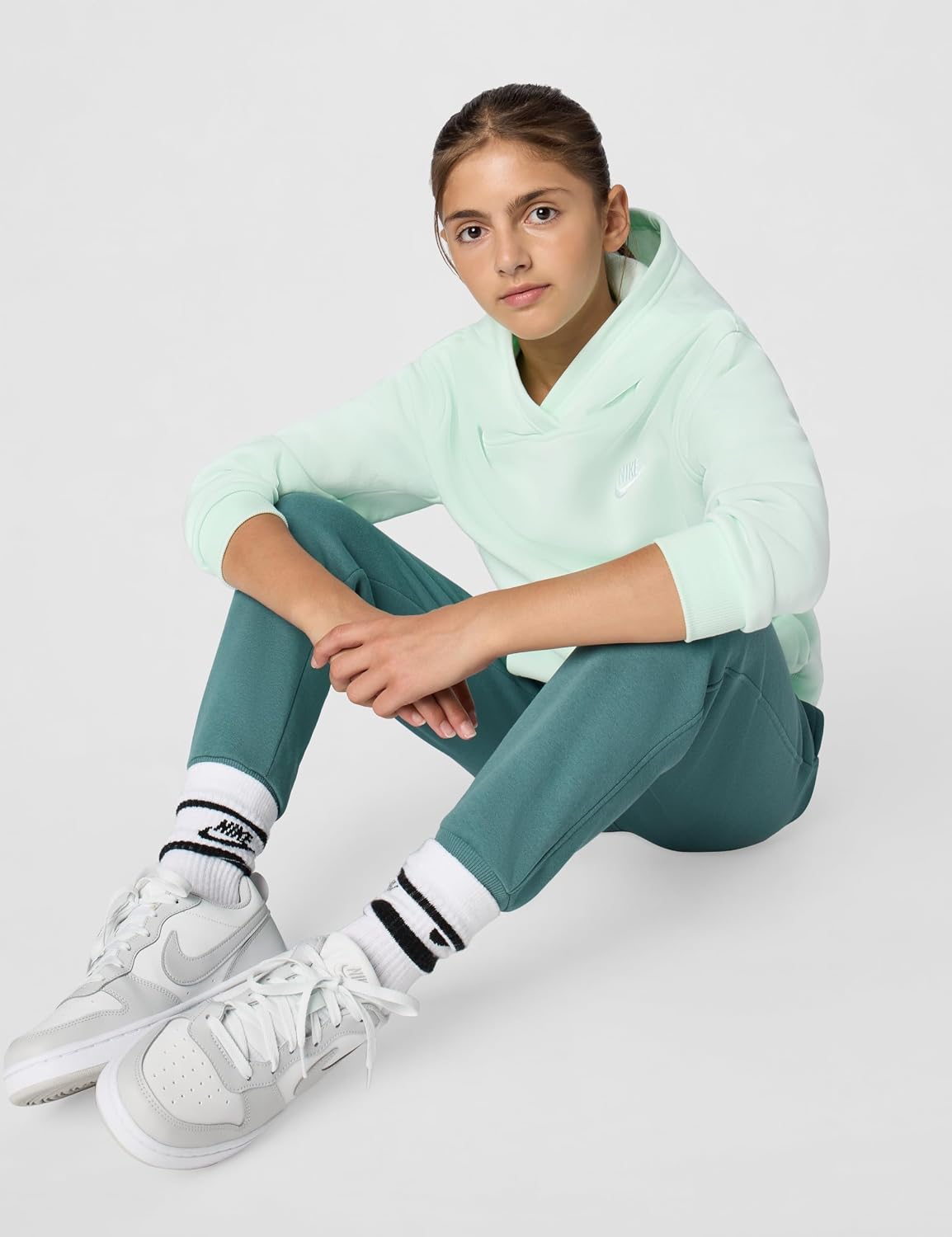 Nike Kids' Sportswear Club Fleece Pullover Hoodie, Barely Green/White, X-Large