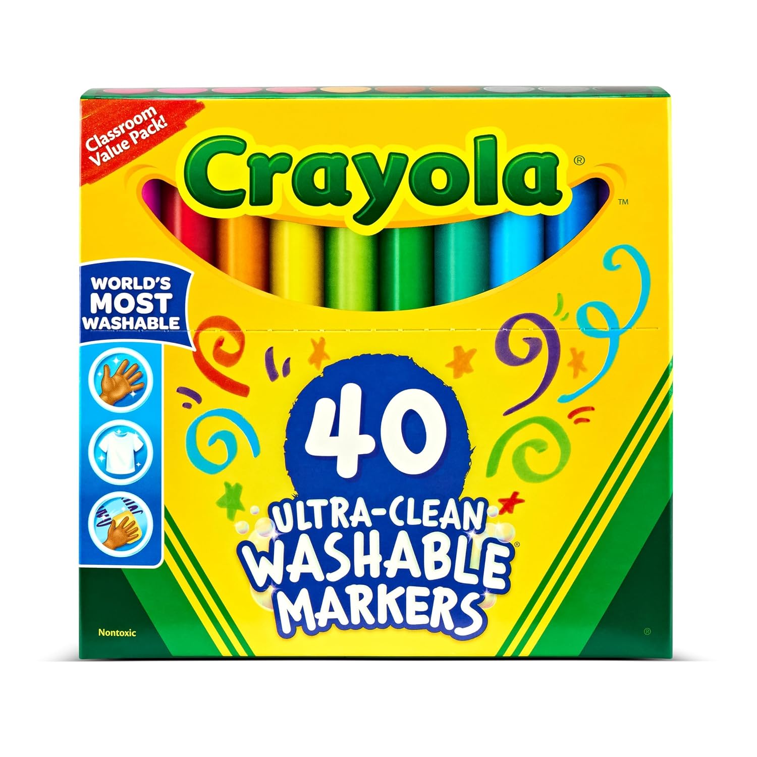 Marcadores Lavables Ultra Limpios Crayola (40ct), Útiles Escolares para Niños, B