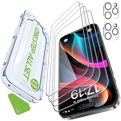 Protector de Pantalla iGluz 4 Pack para iPhone 15 Pro Max + Protector de Lente de Cámara 2 Pack