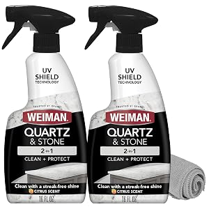 Weiman Quartz & Stone Countertop Cleaner and Polish, 2 Pack with Towel