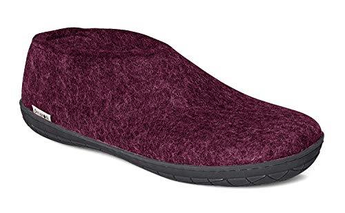 Pantufla Zapato Glerups mezcla de lana 100% calidad con suela de goma - Unisex - Cranberry