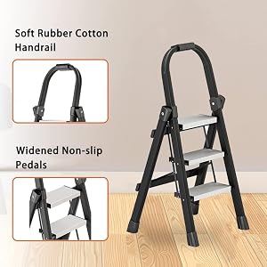 Escalera Plegable doubob 3 Step Stool con Pedal Antideslizante Ancho y Manija Portátil