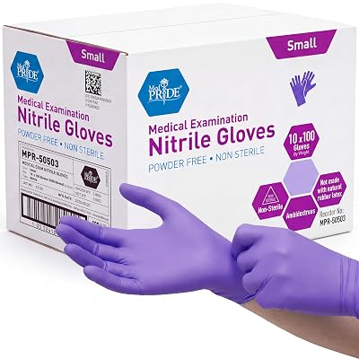 Guantes médicos de examen de nitrilo MED PRIDE sin látex y sin polvo, resistentes a pinchazos