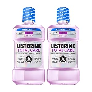 Enjuague Bucal Listerine Total Care sin Alcohol, Menta Suave, 33.8 fl. oz/1L x 2