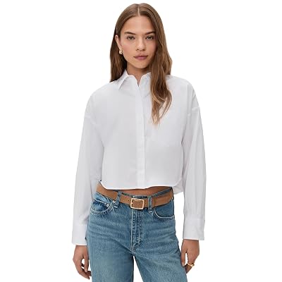 Camisa Cropped Marin para Mujer rag & bone, Blanca, S