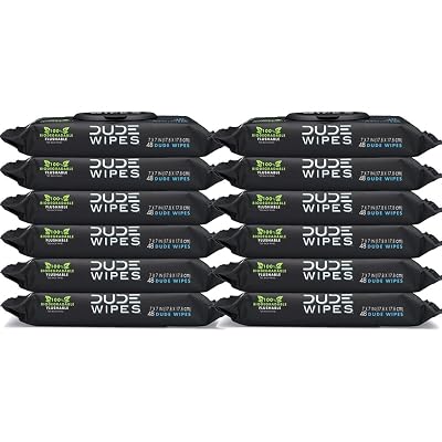 DUDE Wipes Flushable Wipes, Unscented with Vitamin-E & Aloe, 100% Biodegradable,