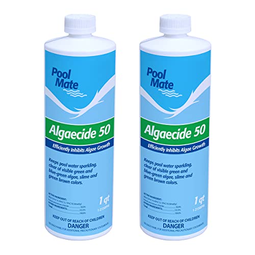 Pool Mate Algaecida Premium 50 de 1 Cuarto, Paquete de 2, Hecho en USA