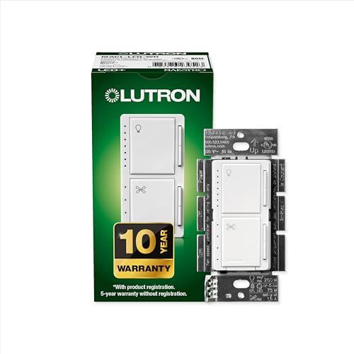Control de Ventilador Lutron Maestro y Atenuador de Luz para LEDs Atenuables, Incandescentes y