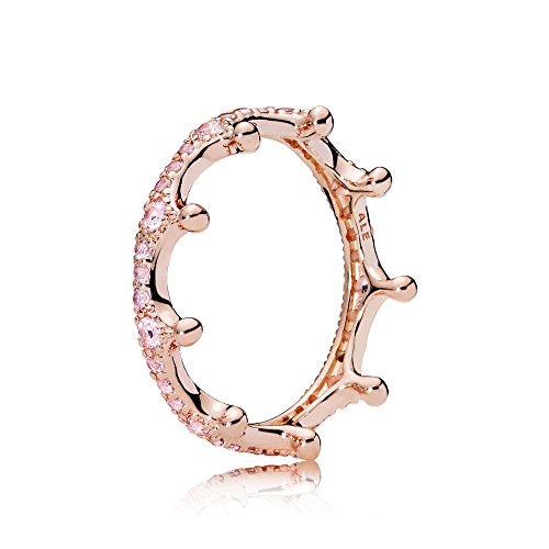 Anillo Pandora Enchanted Crown - Anillo Corona Rosa Brillante - Anillo Chapado en Oro Rosa para Mujeres -