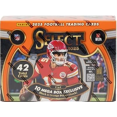 NUEVO Caja HOBBY MEGA de Tarjetas de Football SELECT 2025, ¡10 Prizms Negro/Naranja por Caja!