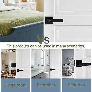Manijas SUNTAI para Puertas de Recámara/Baño Palancas Placa Cuadrada Privacidad Interior Puerta L