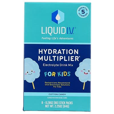 LIQUID IV Mezcla de Hidratación para Niños Sabor Algodón de Azúcar 8 Unidades, 0.28 OZ