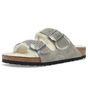 Birkenstock Arizona Shearling - Suede Stone Coin/Natural Suede/Shearling EU 39 (